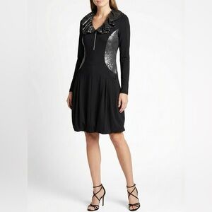 JOSEPH RIBKOFF Black Lightweight Bubble Hem Dress w/ Pockets & Side Zip US Sz 8